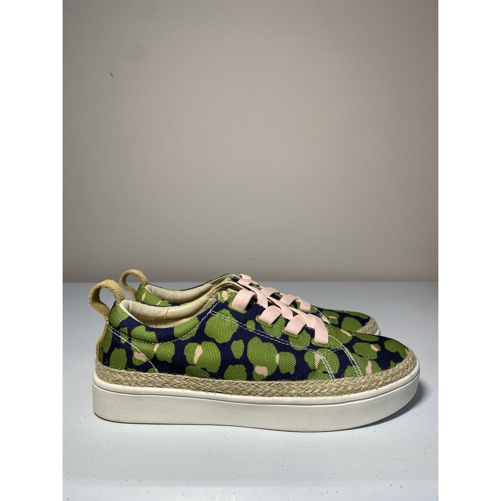 Spenco Jute Trim Malibu Bokeh Slip On‎ Sneaker Womens 7 D Wide Navy Green Pink